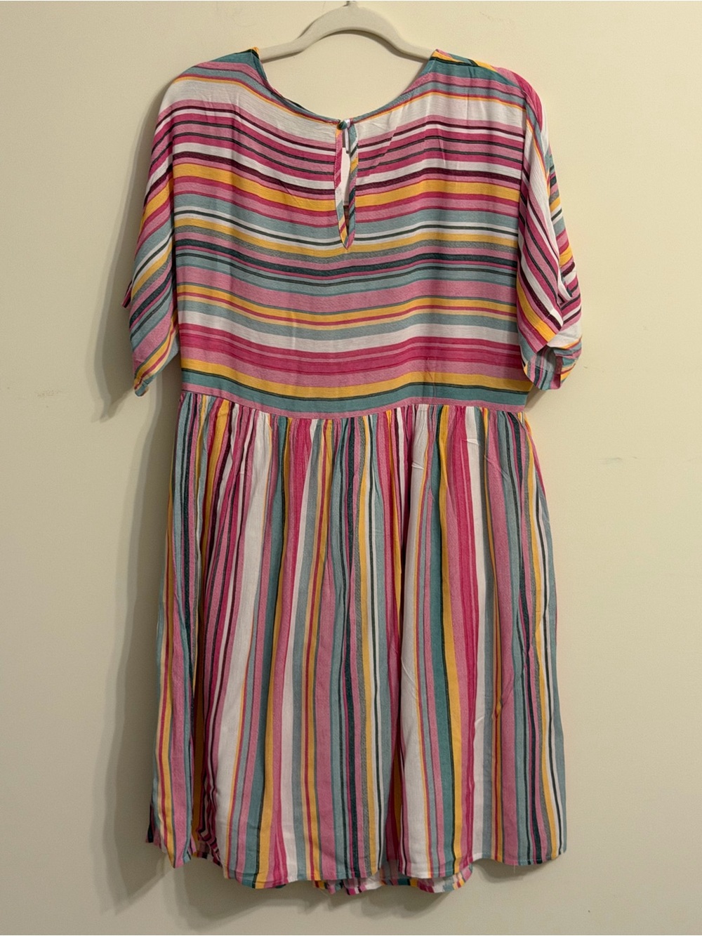 DAVI & DANI Multicolor Stripe Short Sleeve Mini Dress - Pink - Picture 4 of 4